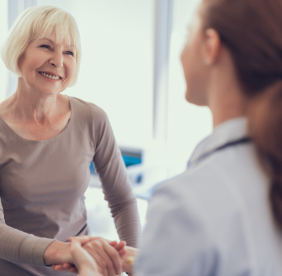 Senior woman in conversation with a doctor