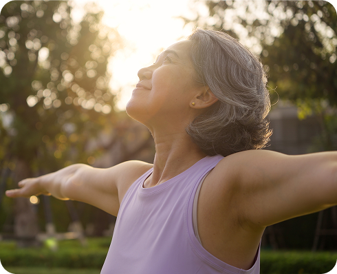 Woman stretching outdoors