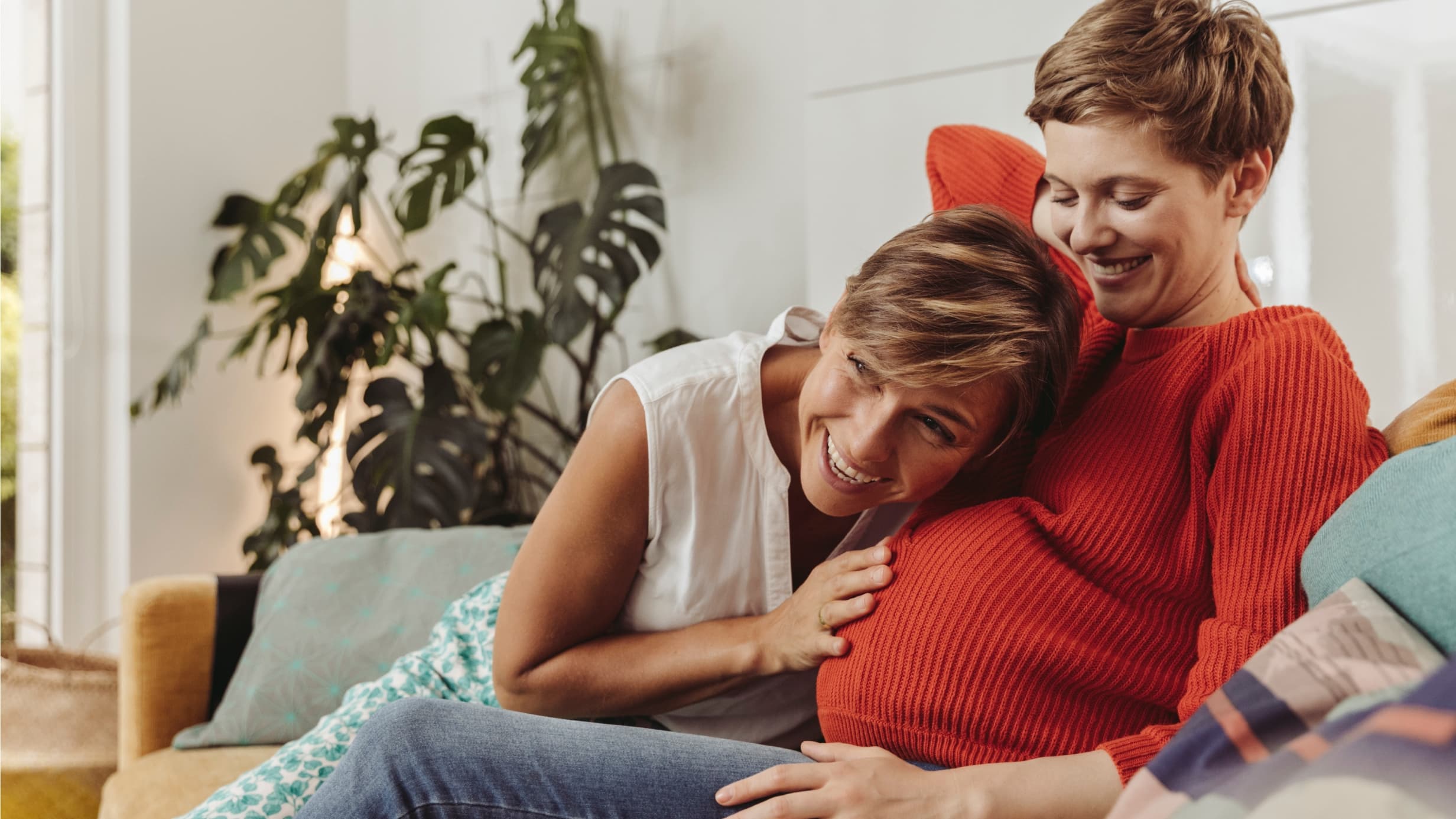 two women - one pregnant