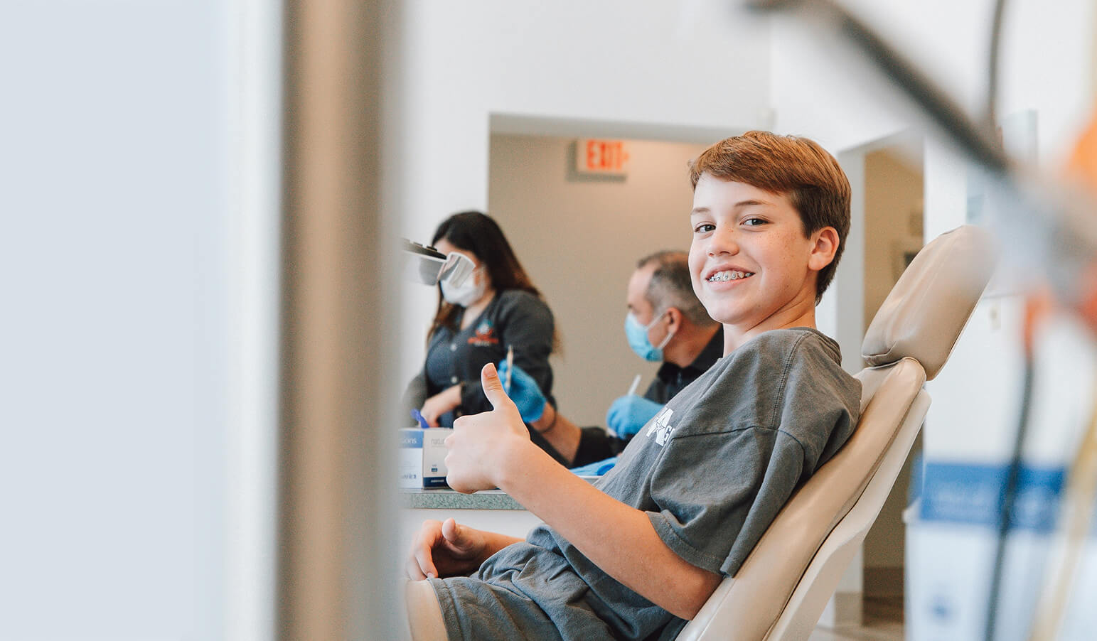 Boy in dentist's chair